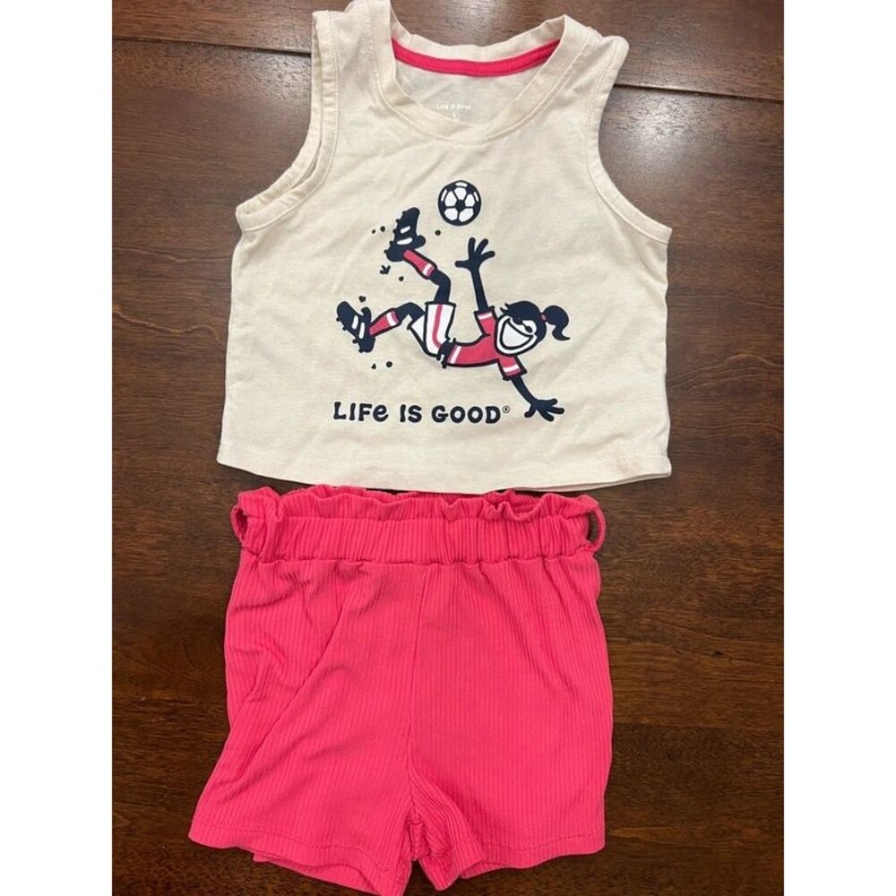 Toddler Girls Life is Good Soccer Outfit Size 4-5